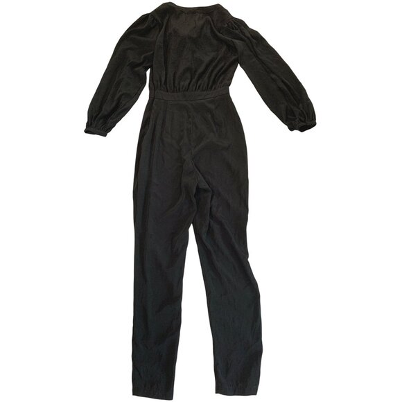 Atmosphere Black Jumpsuit Size 2 US XS Polyester V-Neck Long Sleeve RZ10400 - Picture 8 of 14